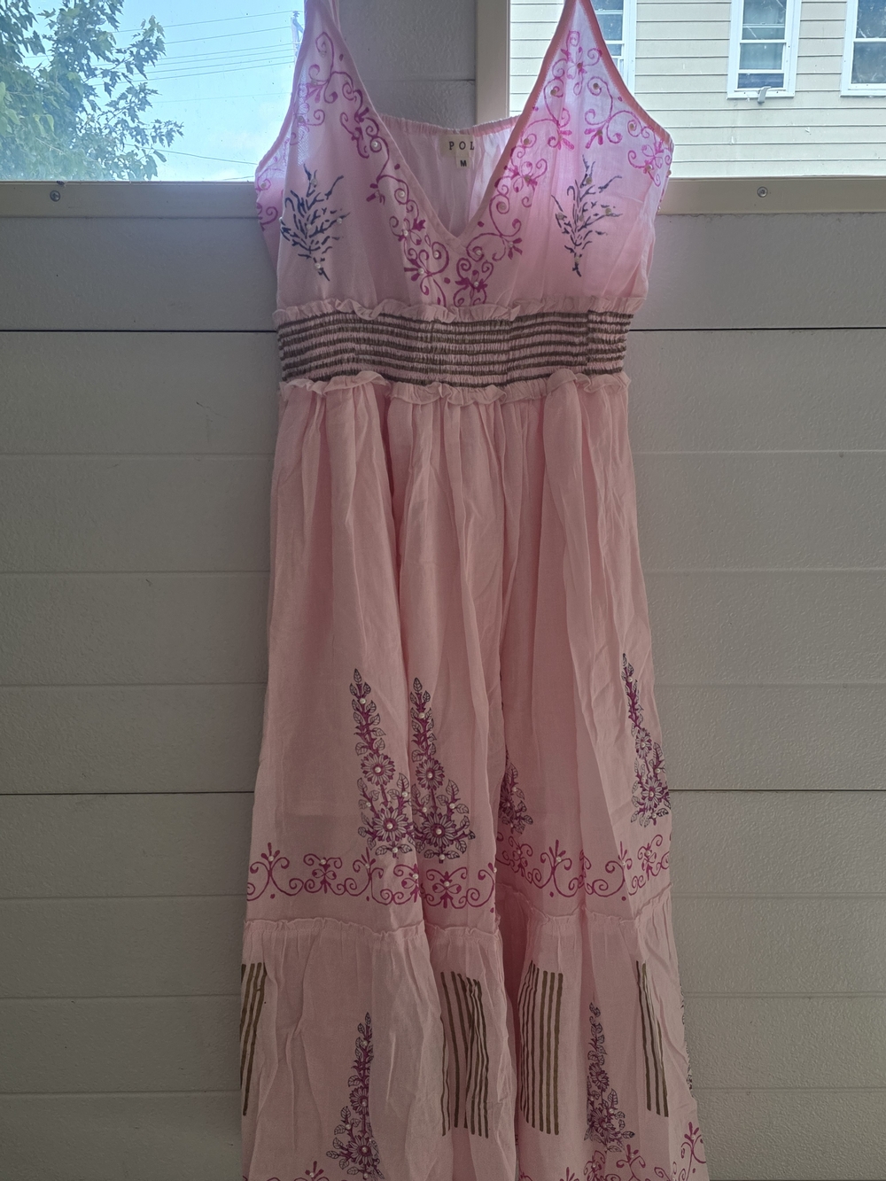 POL Pink Embroidered Casual Maxi Dress